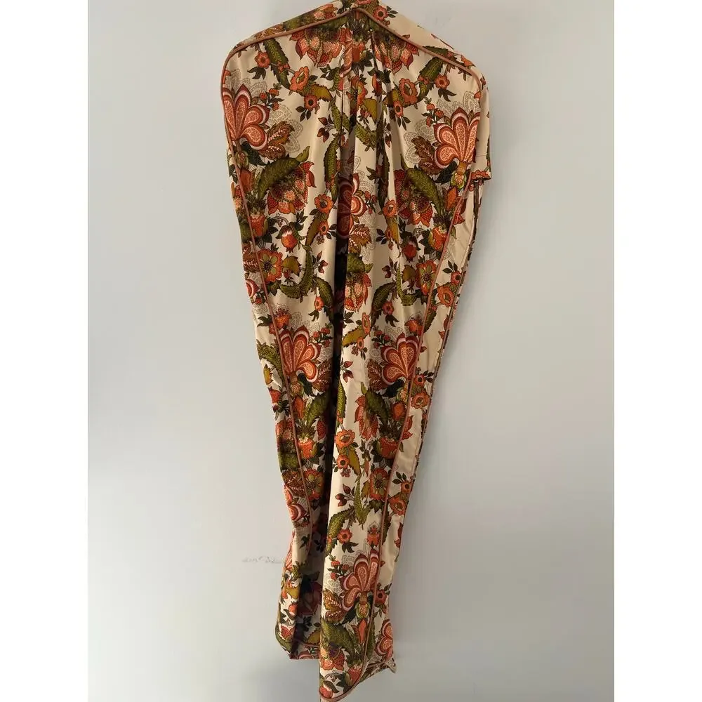 1970s Vintage Hanging Travel Garment Bag Orange & Green Floral JL